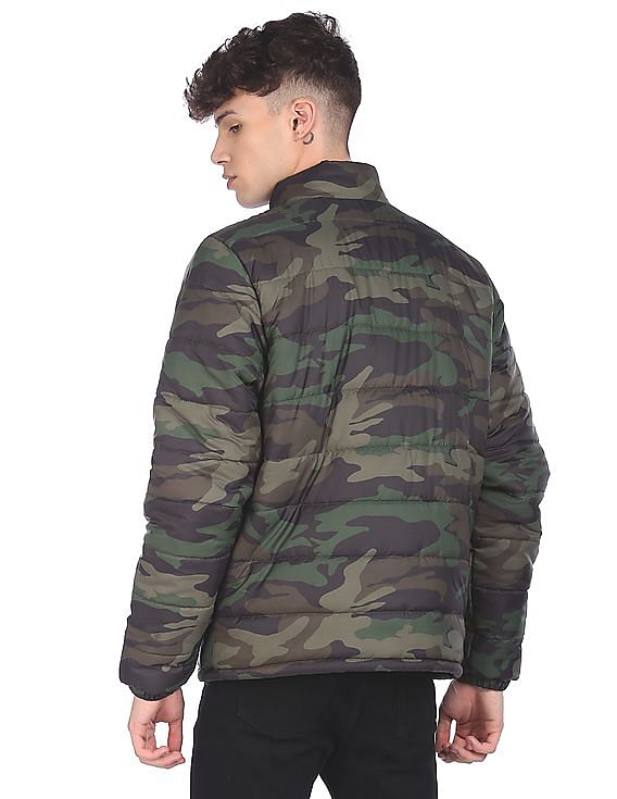 Buy Aeropostale Men Olive High Neck Camouflage Print Puffer Jacket -  NNNOW.com