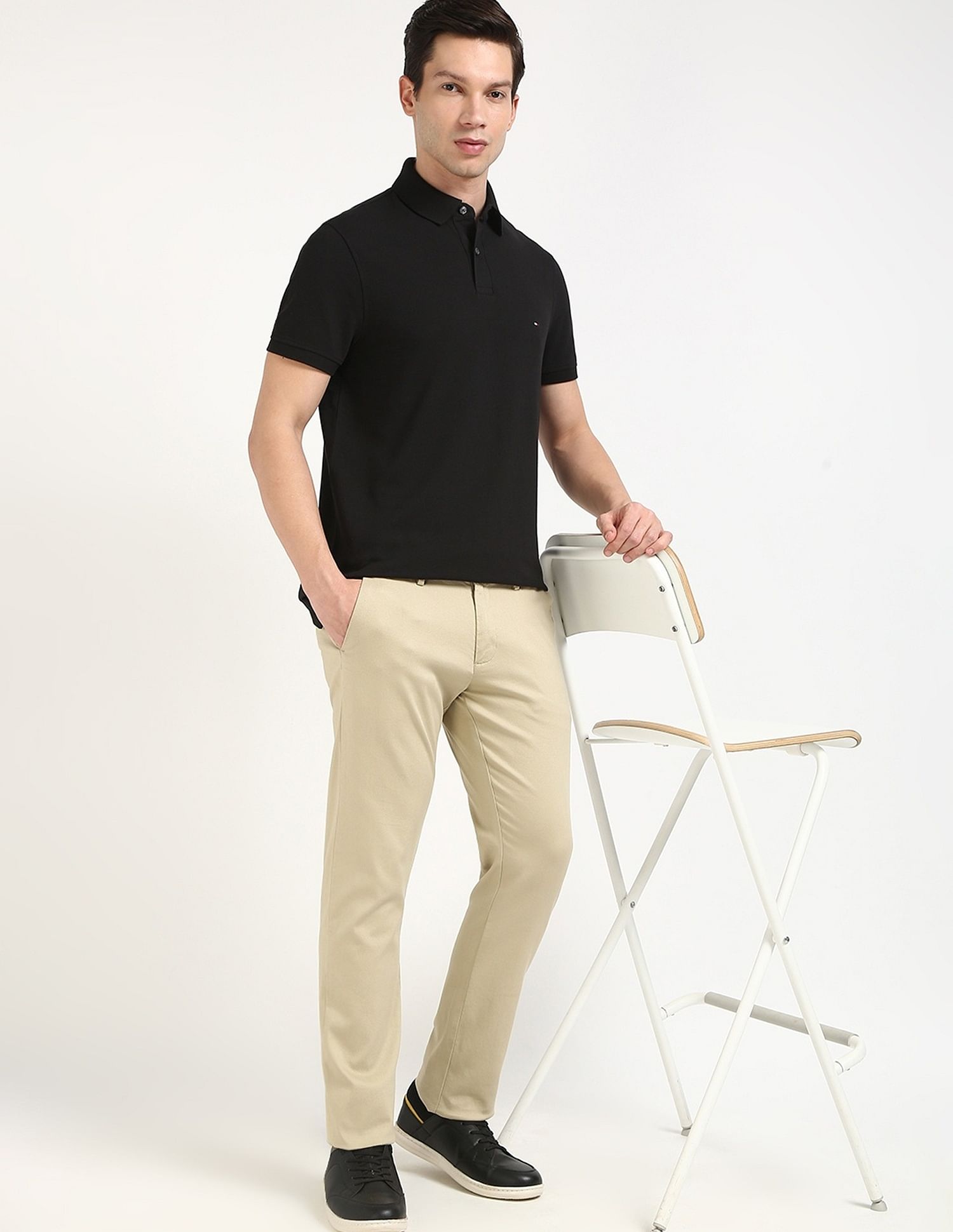 Tommy Hilfiger Solid Regular-Fit Cotton Polo T-Shirt