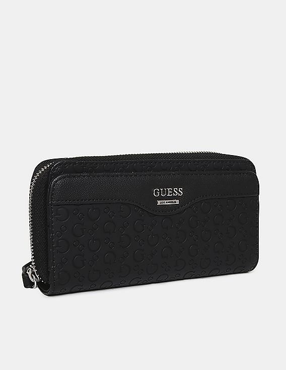 Guess Modesto SLG Black Signature Zip Around Wallet With Multiple Compartment