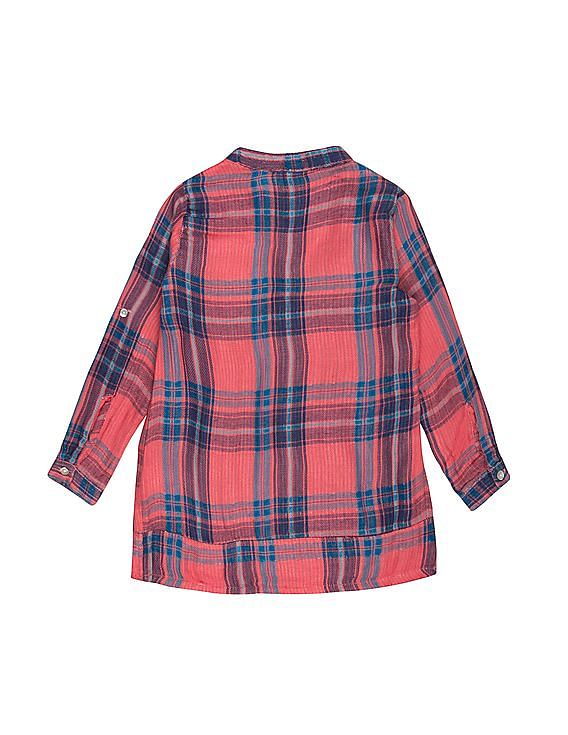 U.S. Polo Assn. Kids Girls Check Popover Top