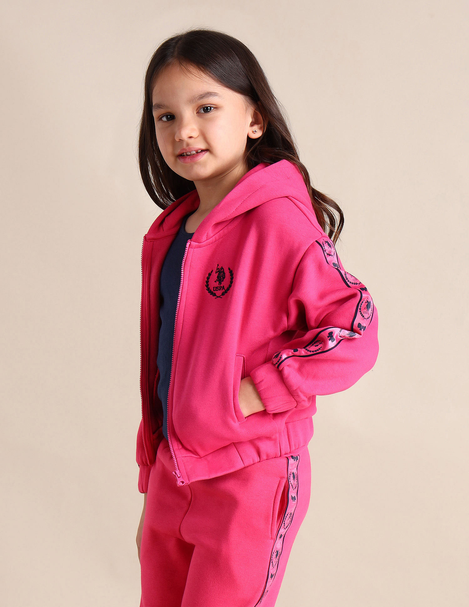 U.S. Polo Assn. Kids Girls Hooded Regular Fit Sweatshirt