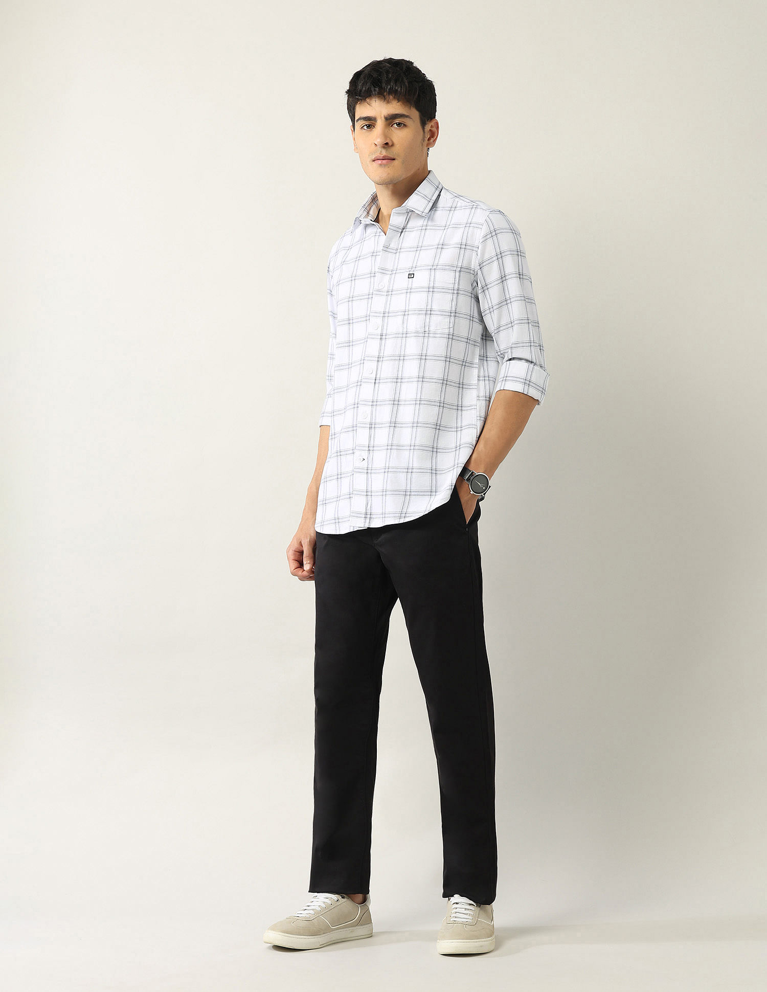 Arrow Sport Grid Tattersall Checked Pure Cotton Shirt
