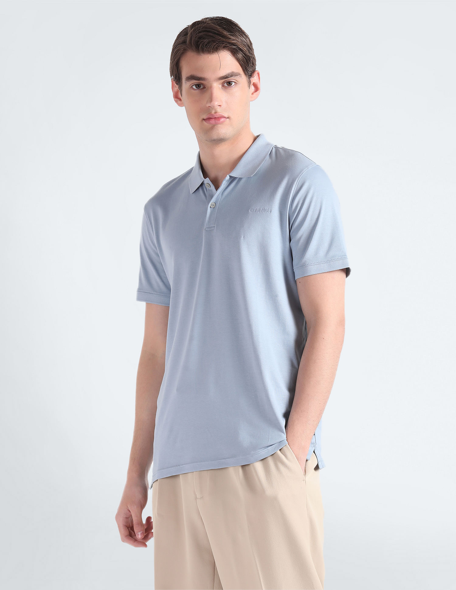 Buy Calvin Klein Solid Cotton Liquid Polo Shirt - NNNOW.com