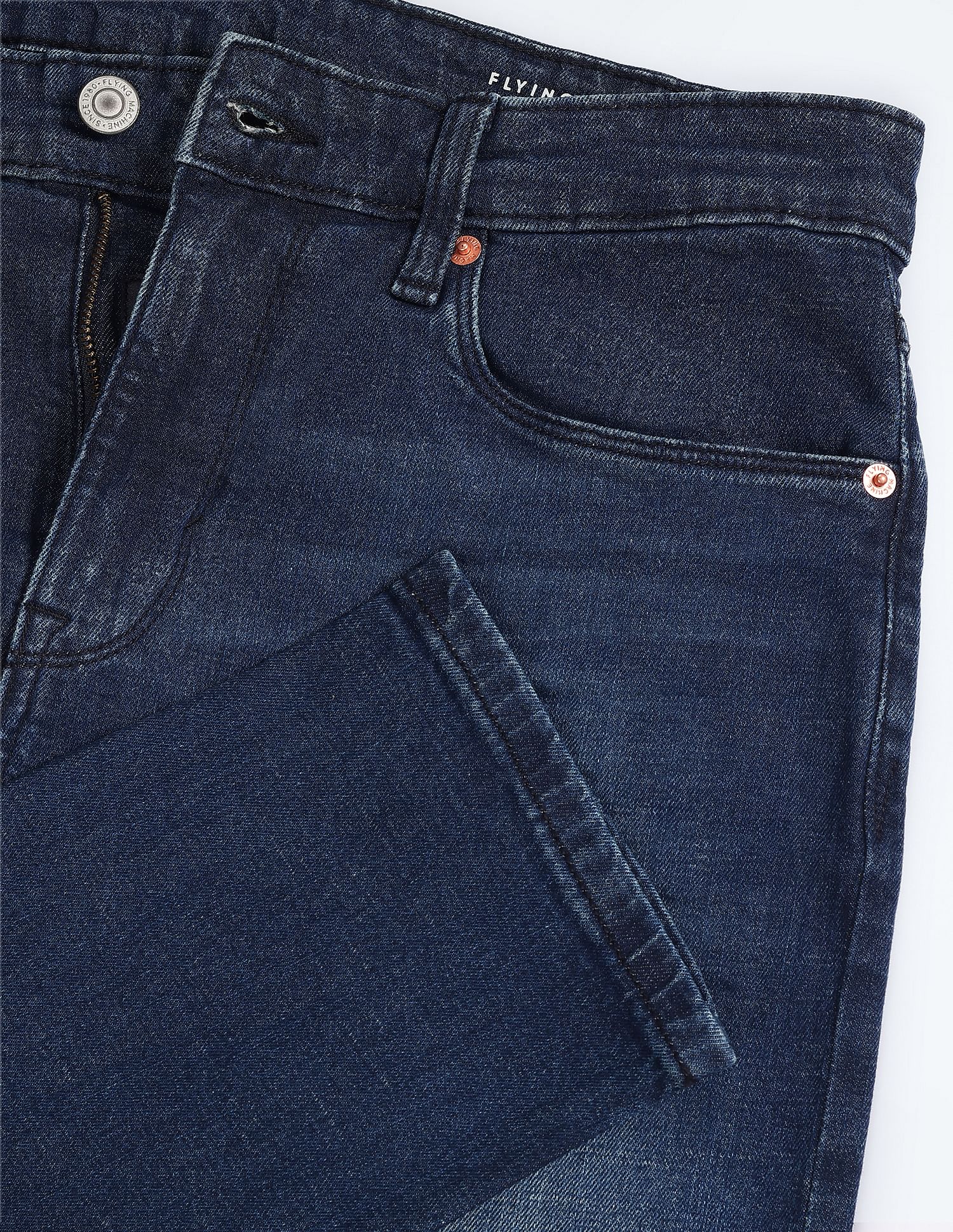 Flying Machine Slash Slim Tapered Mid Rise Jeans