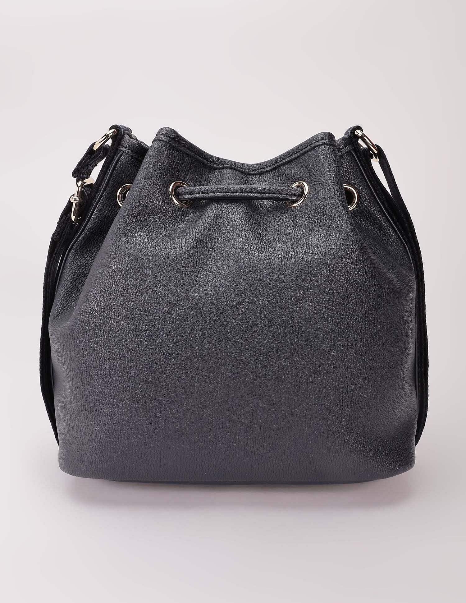 Tommy Hilfiger Solid Blue Pu Bucket Bag