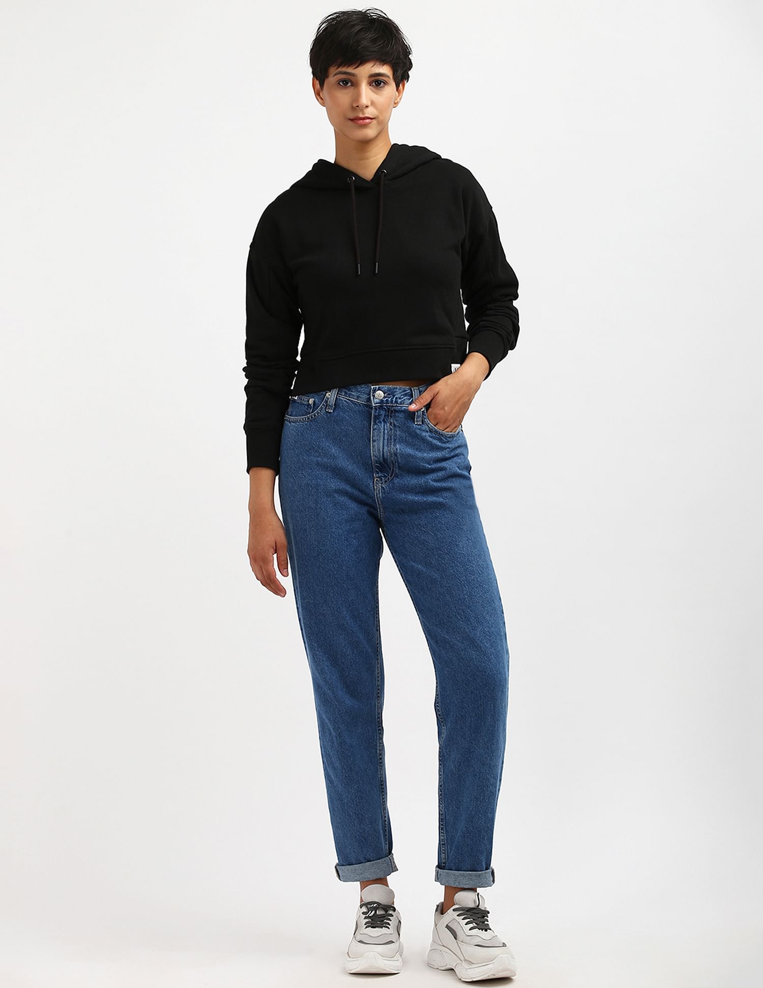 Calvin Klein Rib Mix Tab Hooded Sweatshirt
