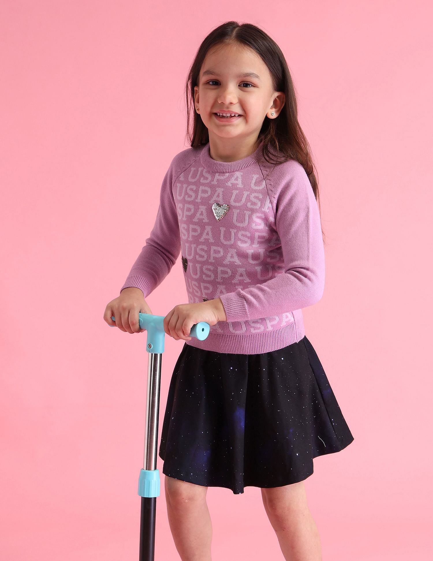 U.S. Polo Assn. Kids Girls Flip Sequence Sweater