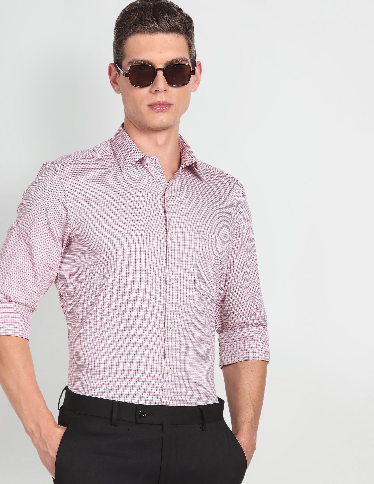 Arrow Manhattan Slim Fit Microcheck Shirt