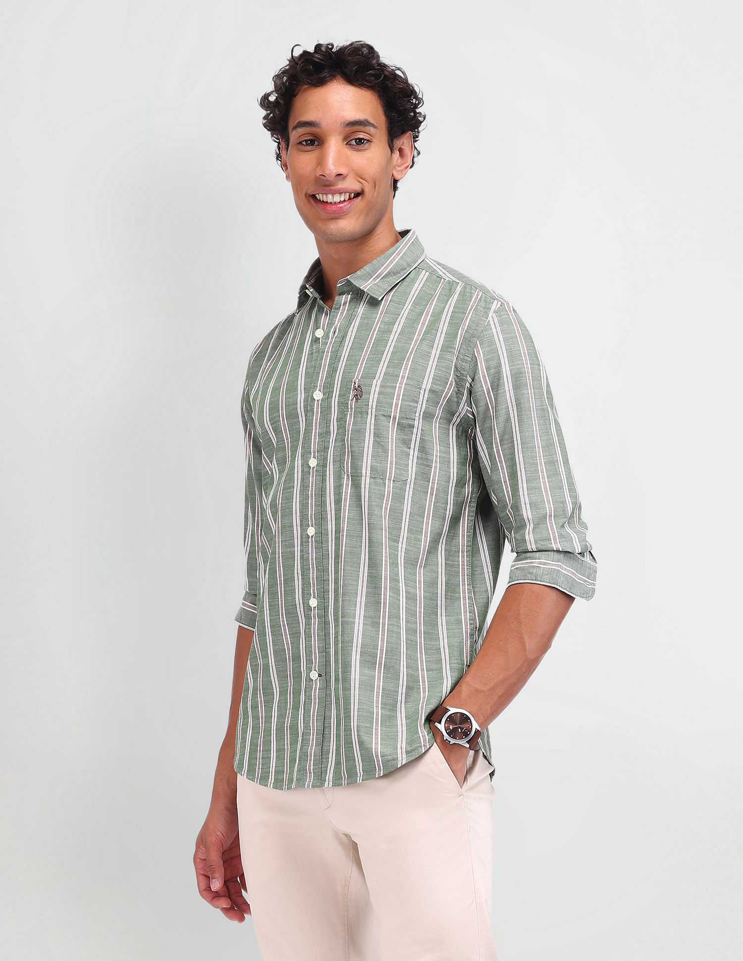 U.S. Polo Assn. Denim Co. Vertical Striped Slim Fit Shirt