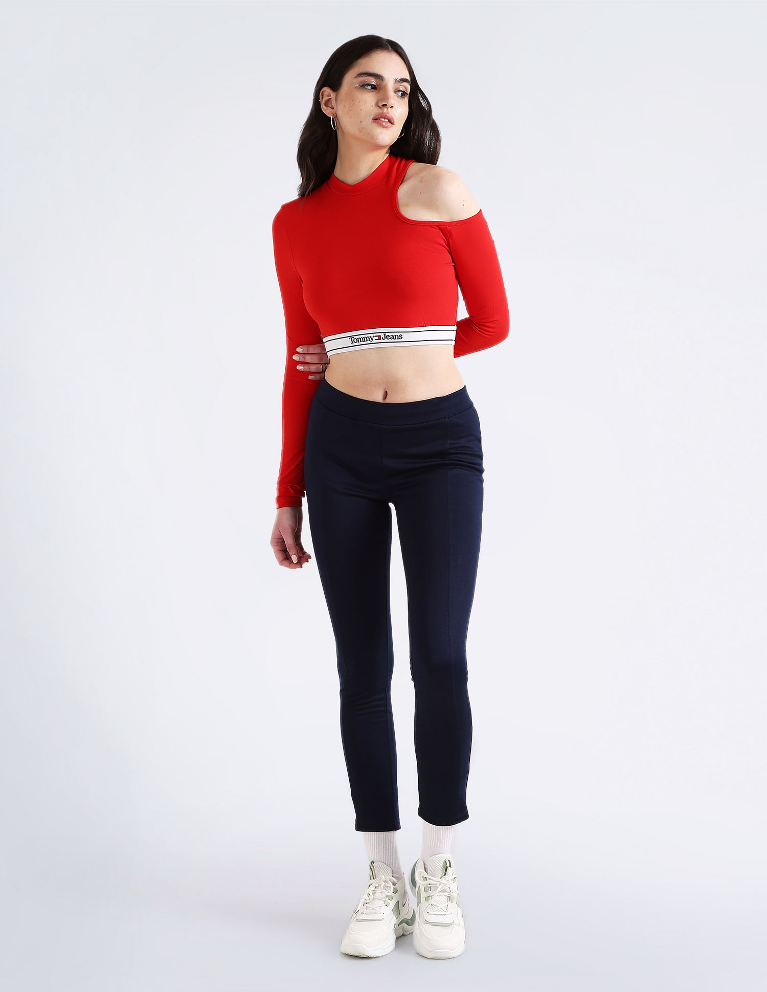 Buy Tommy Hilfiger Cut Out Detail Logo Waistband Crop Top - NNNOW.com