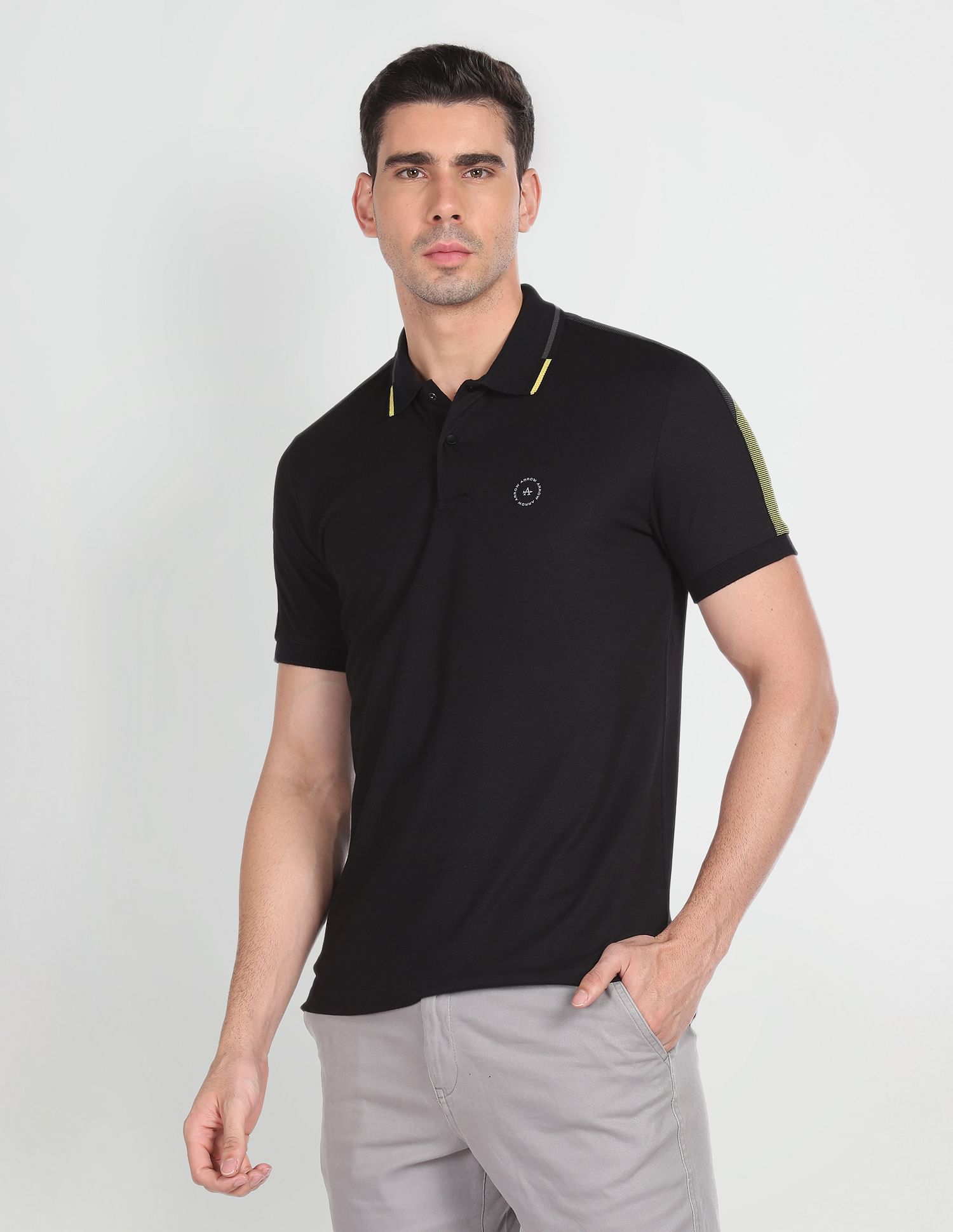 Arrow Newyork Ribbed Collar Solid Polo Shirt
