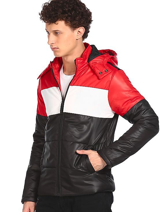 Jacket with store hoodie attached