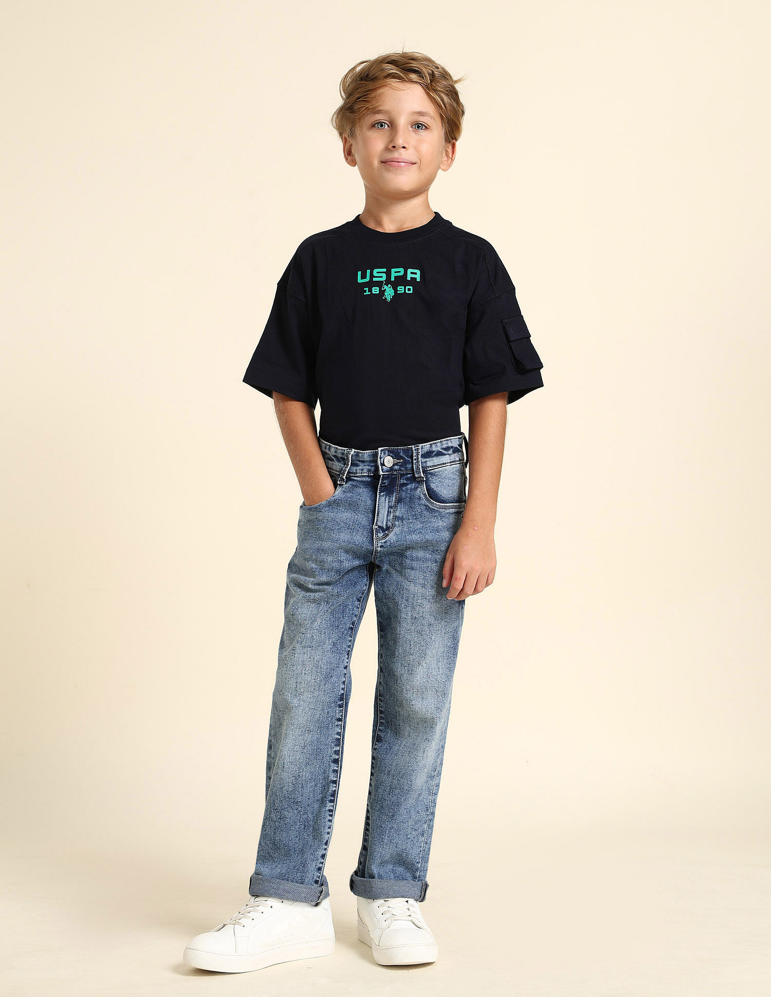 U.S. Polo Assn. Kids Boys Relaxed Fit Blue Jeans