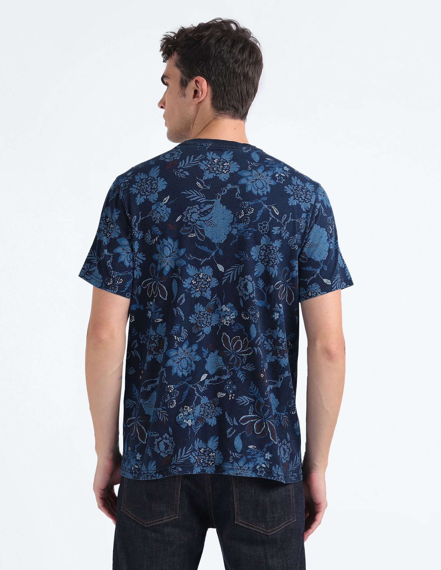 Flying Machine Pure Cotton Floral Print T-Shirt