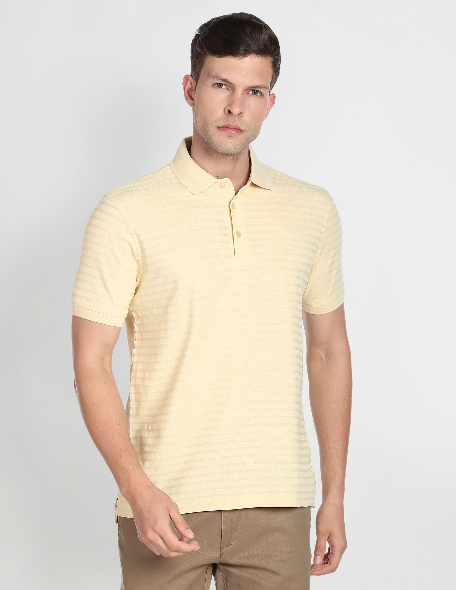 Arrow Horizontal Stripe Pique Polo Shirt