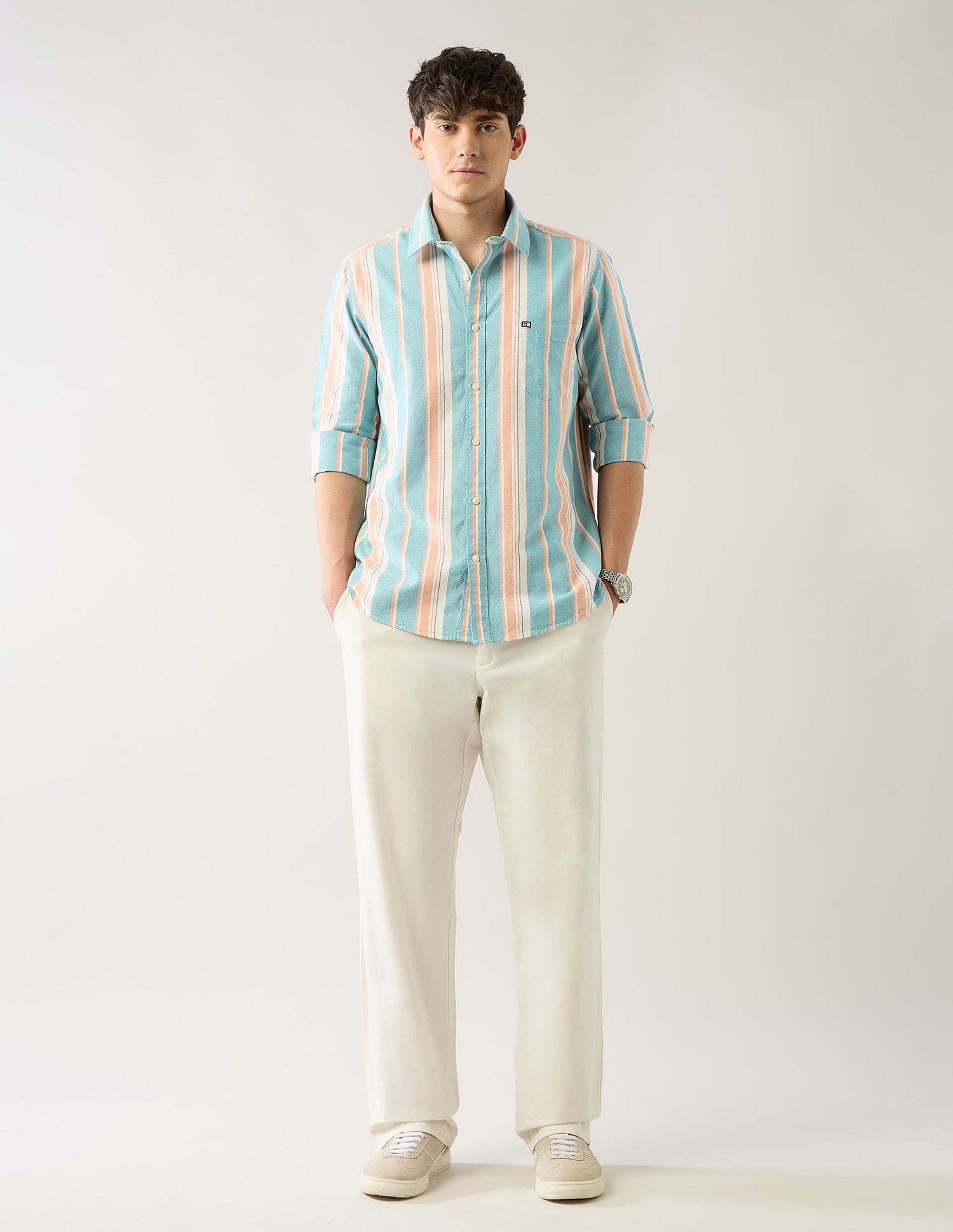 Arrow Sport Vertical Striped Tailored Fit Shirt