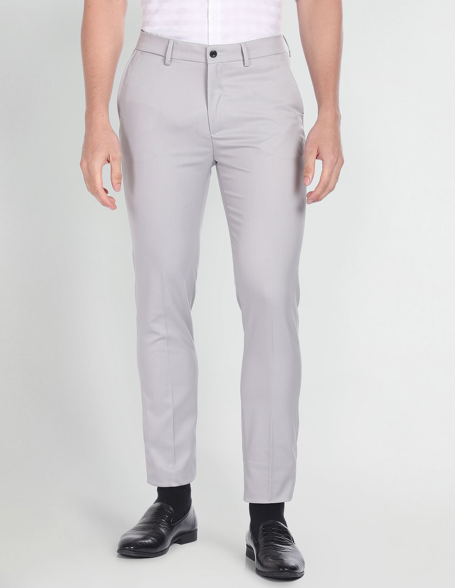 Arrow Newyork Solid Dobby Formal Trousers