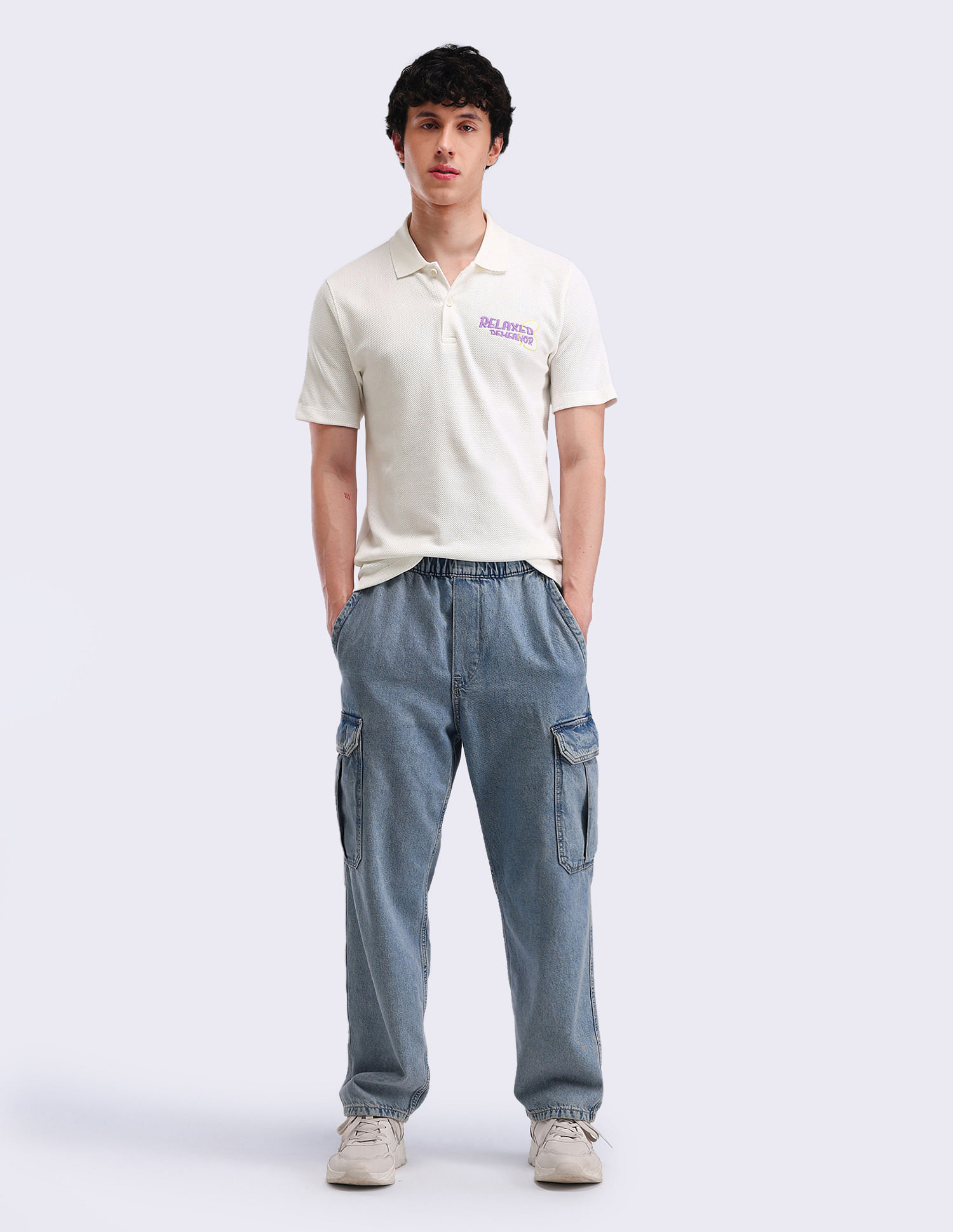 Flying Machine Typography Printed Relaxed Polo Shirt