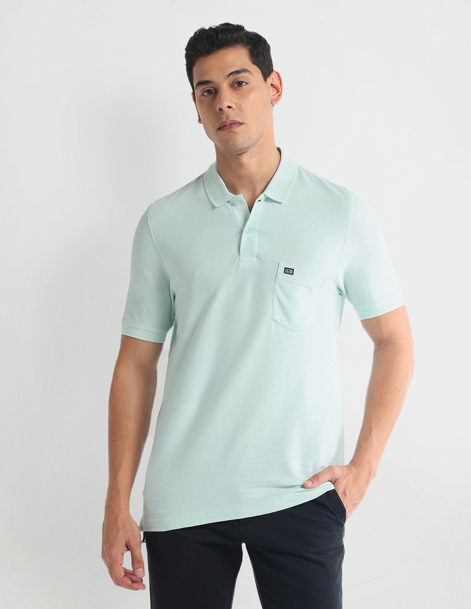 Arrow Sports Self Stripe Cotton Polo Shirt