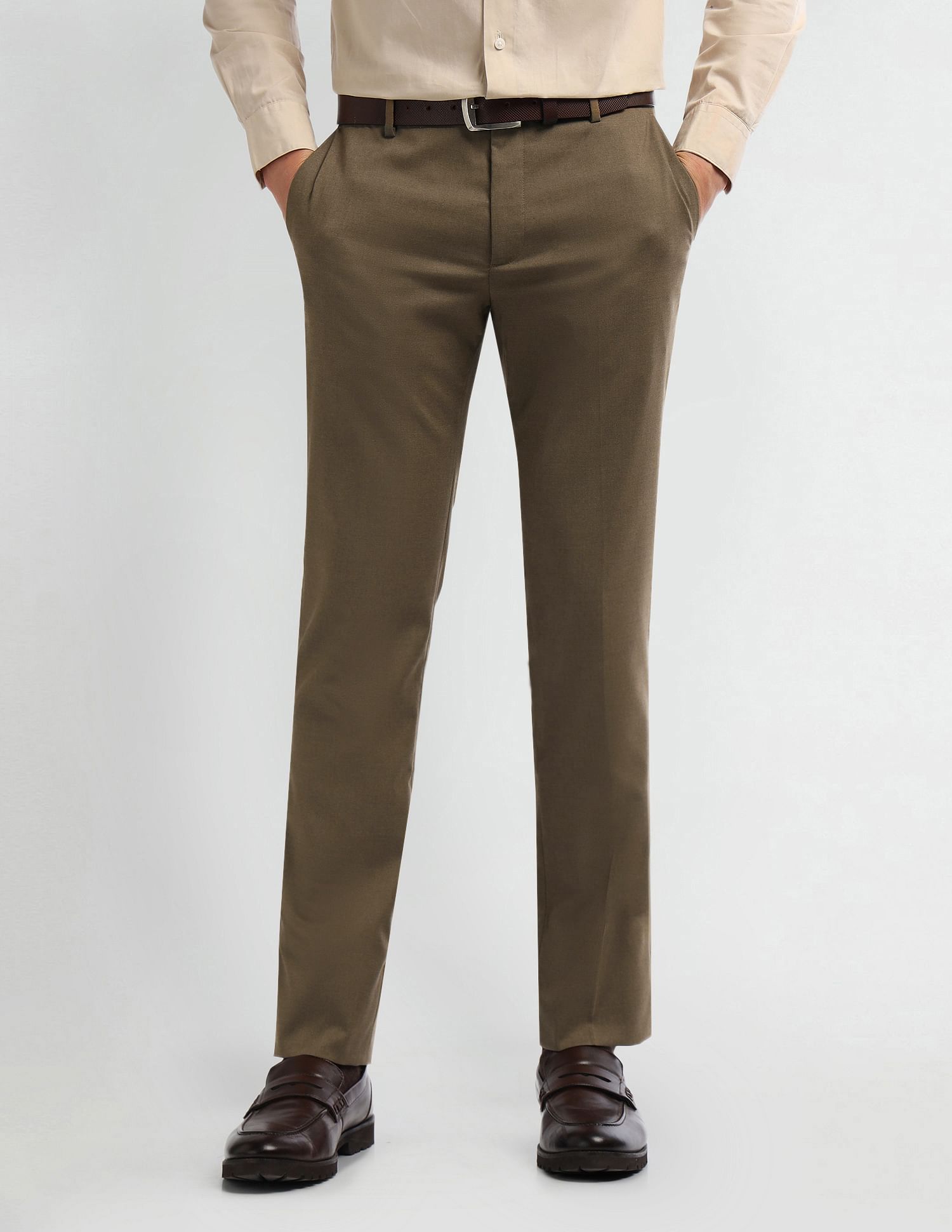 Arrow Mid Rise Carson Tapered Fit Trousers