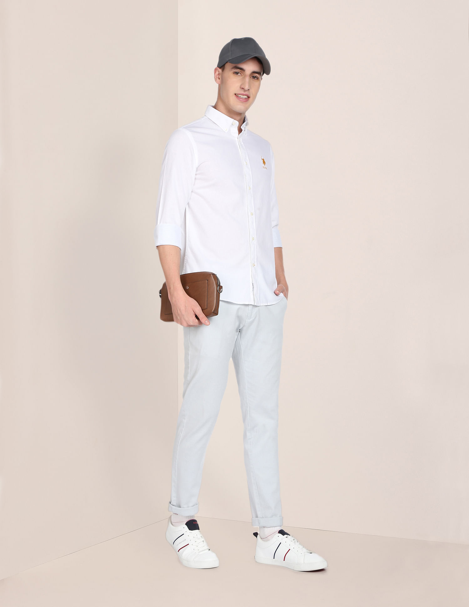 Polo button best sale down white