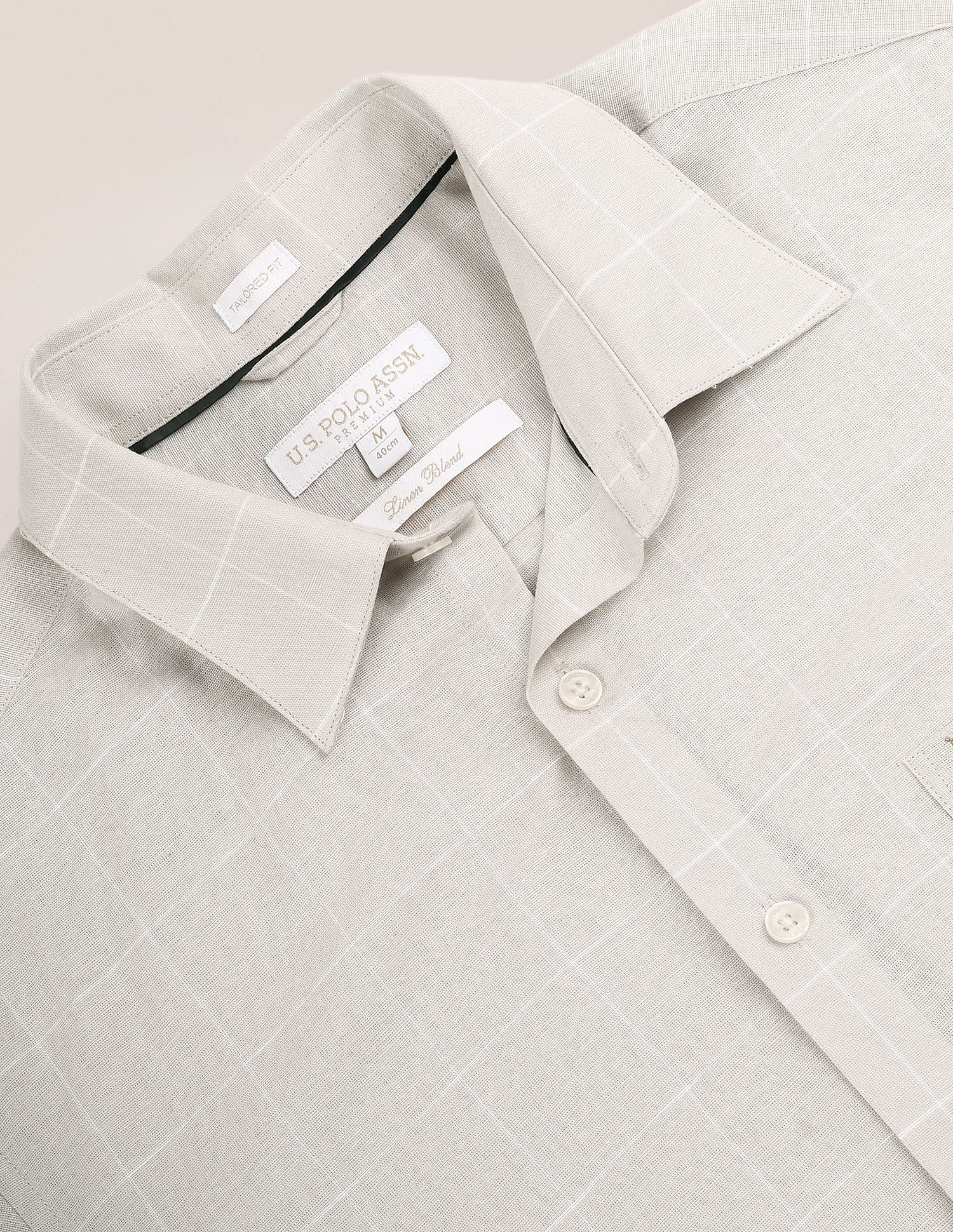 U.S. Polo Assn. Windowpane Check Linen Blend Shirt