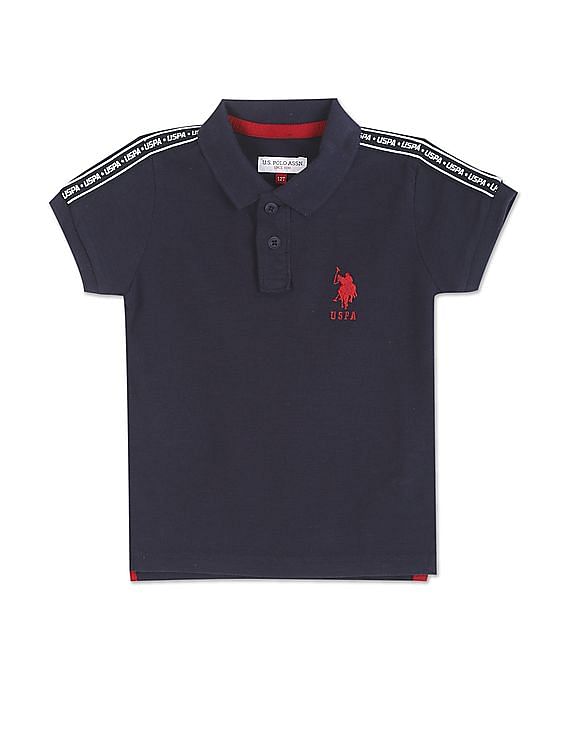 U.S. Polo Assn. Kids Ribbed Collar Brand Tape Polo Shirt