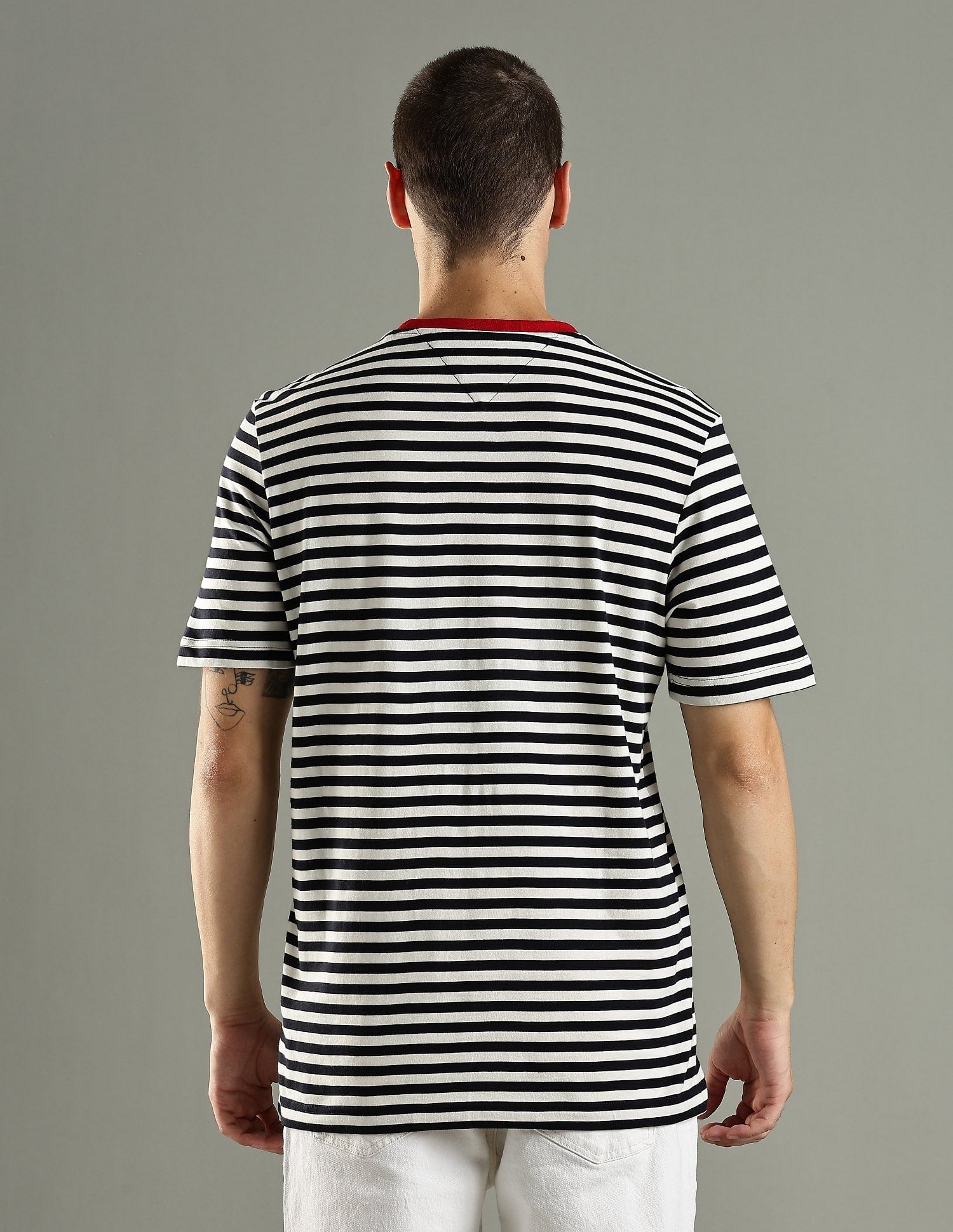 Tommy Hilfiger Striped Regular Fit Cotton T-Shirt