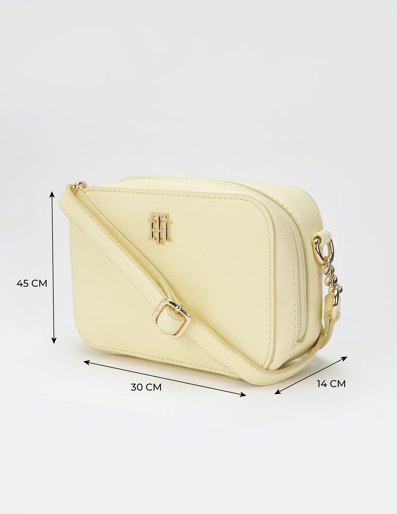 Tommy Hilfiger Solid Yellow Pu Sling Bag