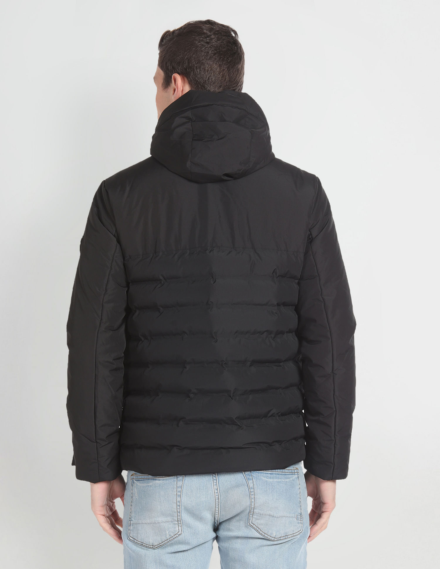 Arrow Sports Solid Hooded Puffer Jacket