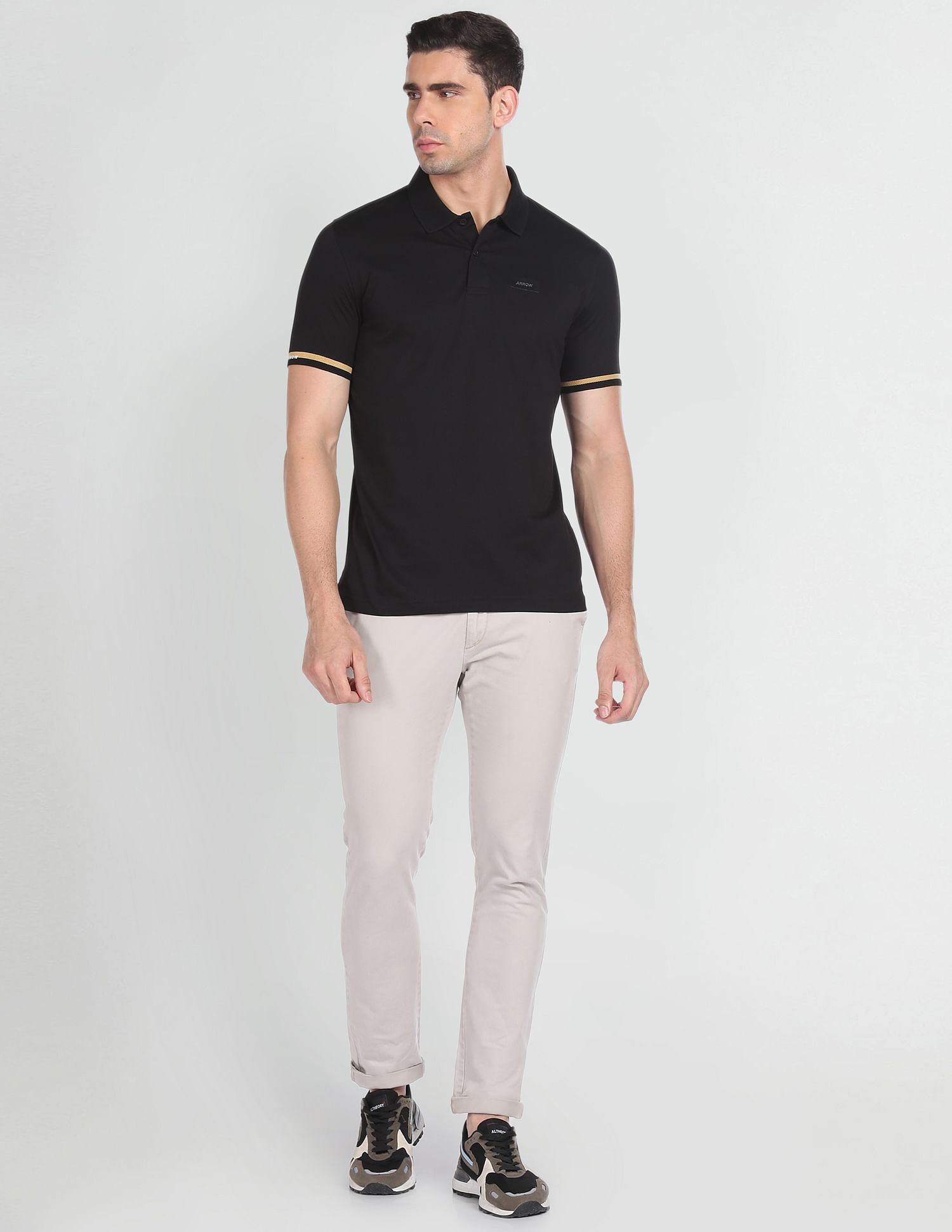 Arrow Newyork Tipped Cuff Cotton Polo Shirt