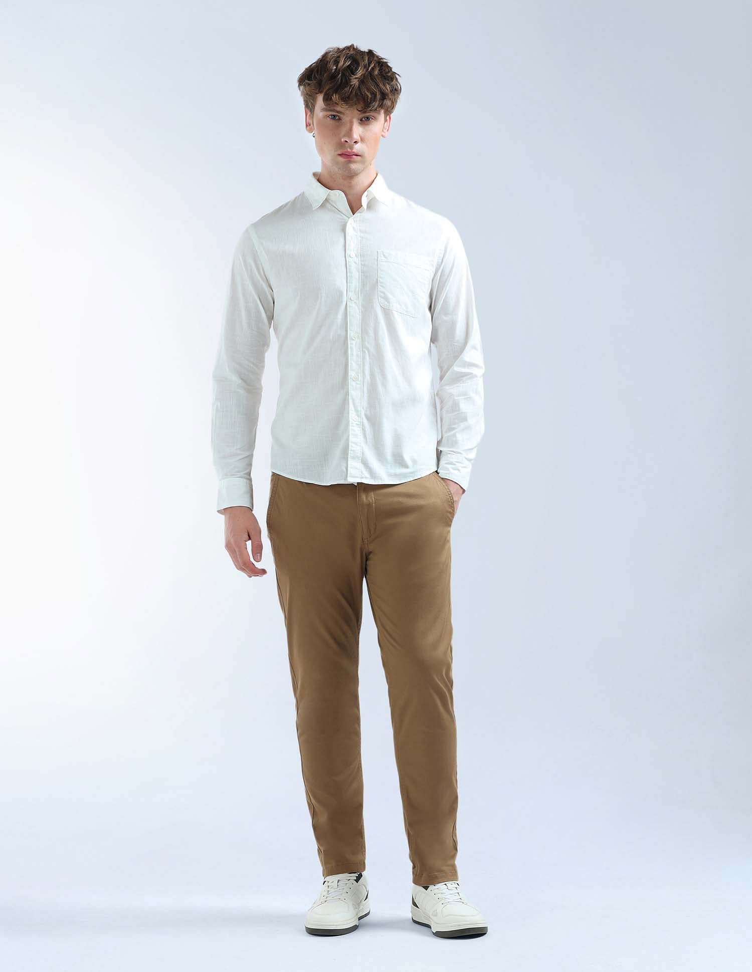 Flying Machine Mid Rise Slash Slim Tapered Fit Trouser