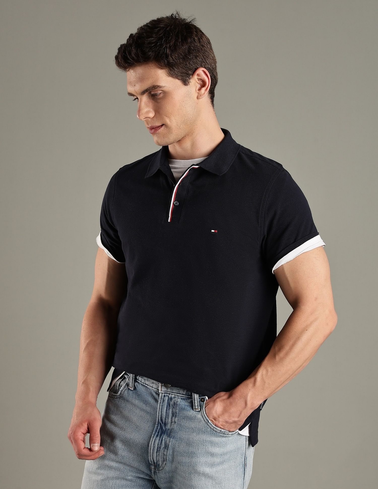 Tommy Hilfiger Solid Regular-Fit Cotton Polo T-Shirt