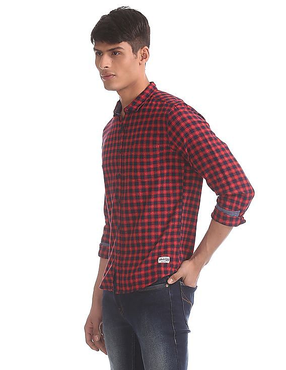 red and black colour check shirt