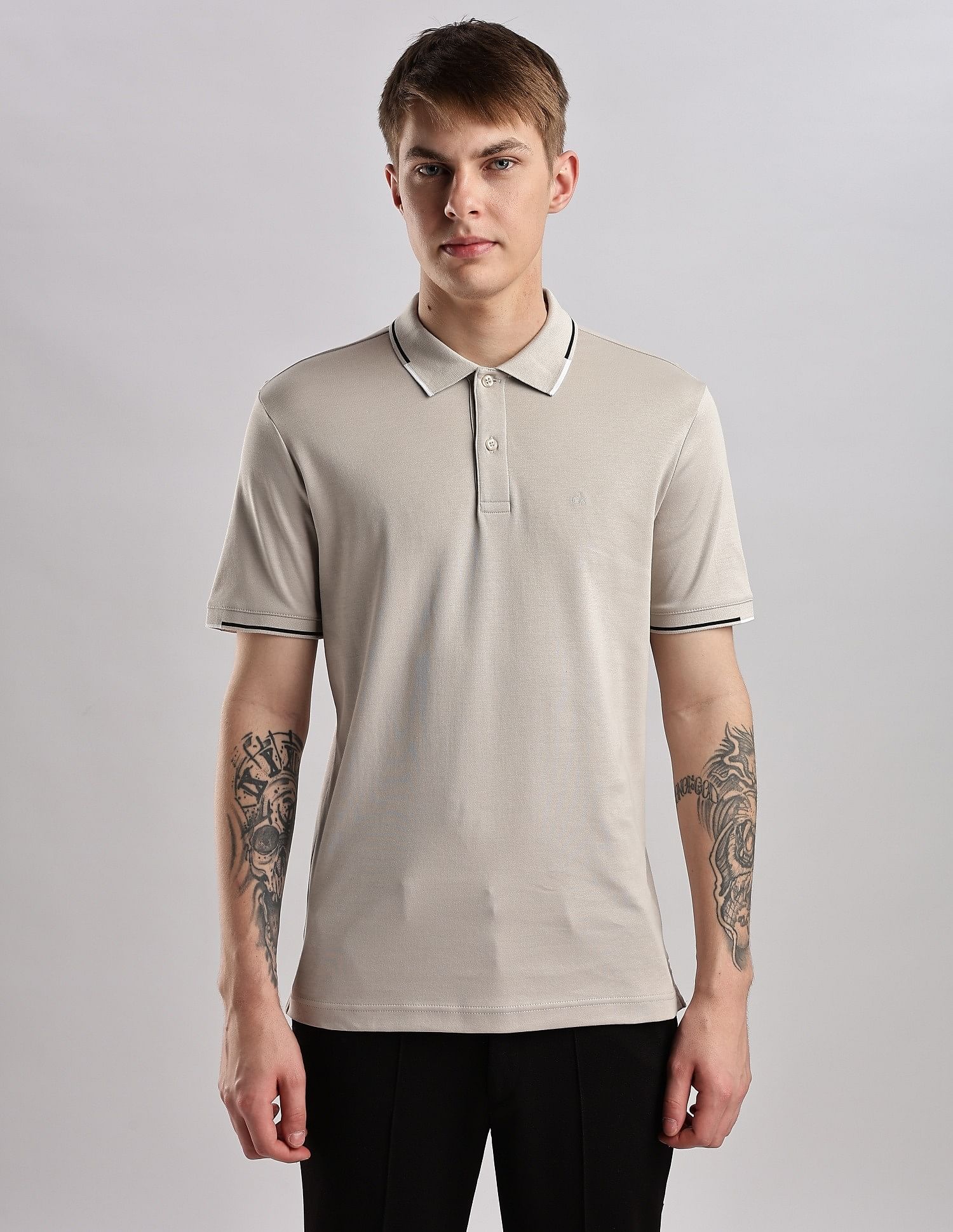 Calvin Klein Jeans Solid Slim Fit Cotton Polo Shirt