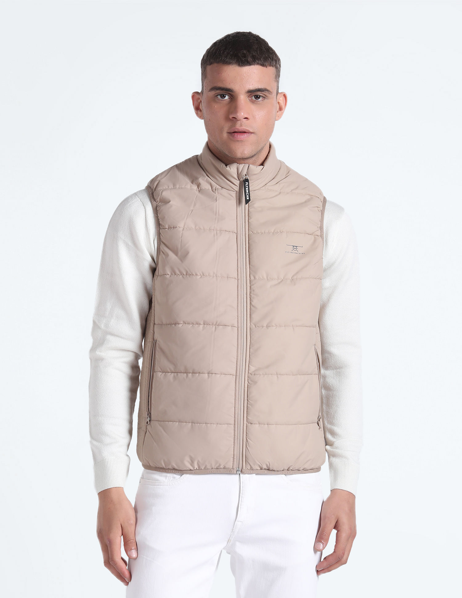 Flying Machine High Neck Sleeveless Quilted Jacket