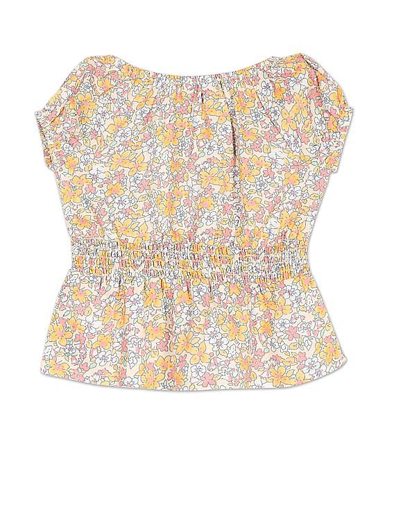 U.S. Polo Assn. Kids Floral Print Peplum Top