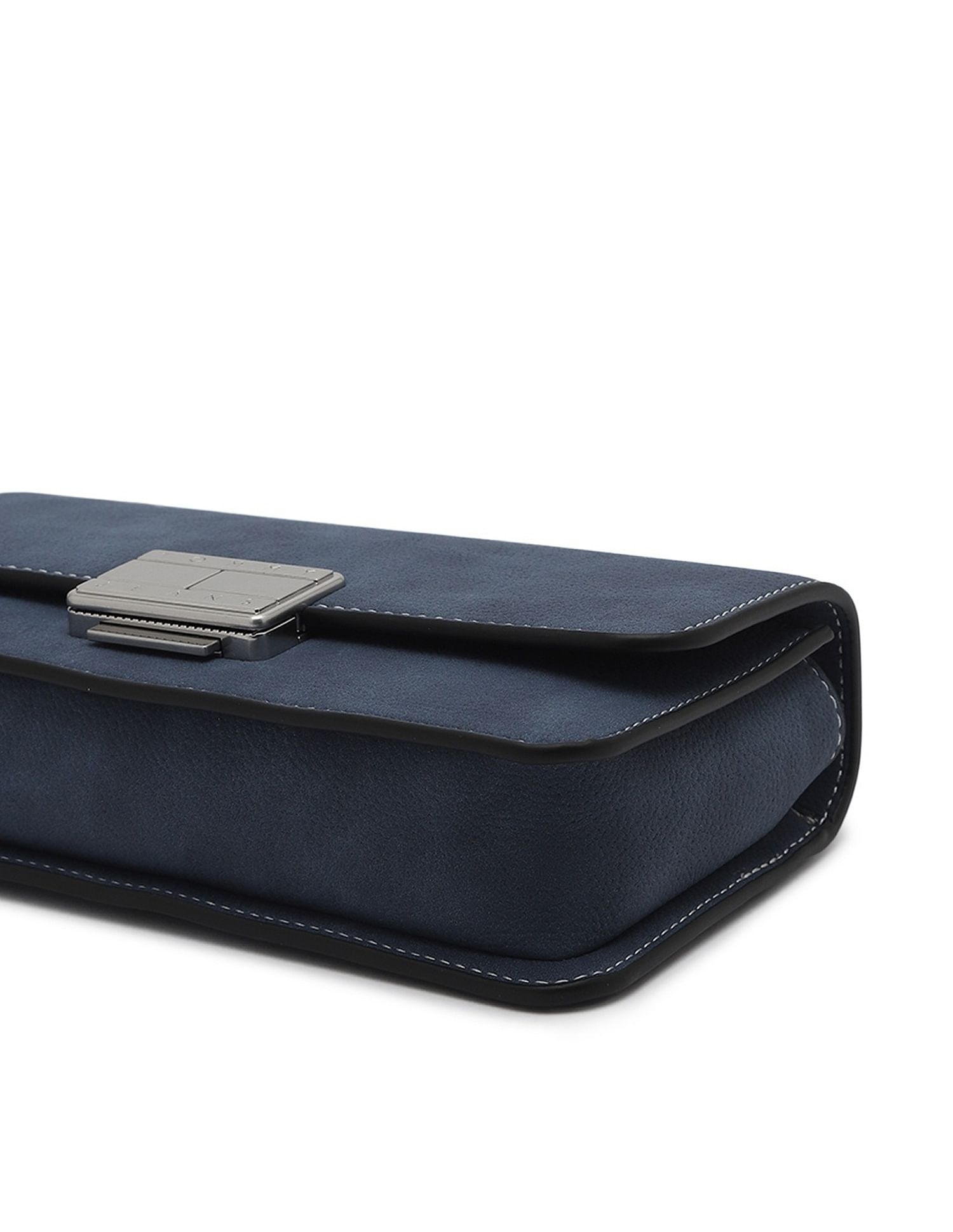 Tommy Hilfiger Solid Blue Pu Shoulder Bag