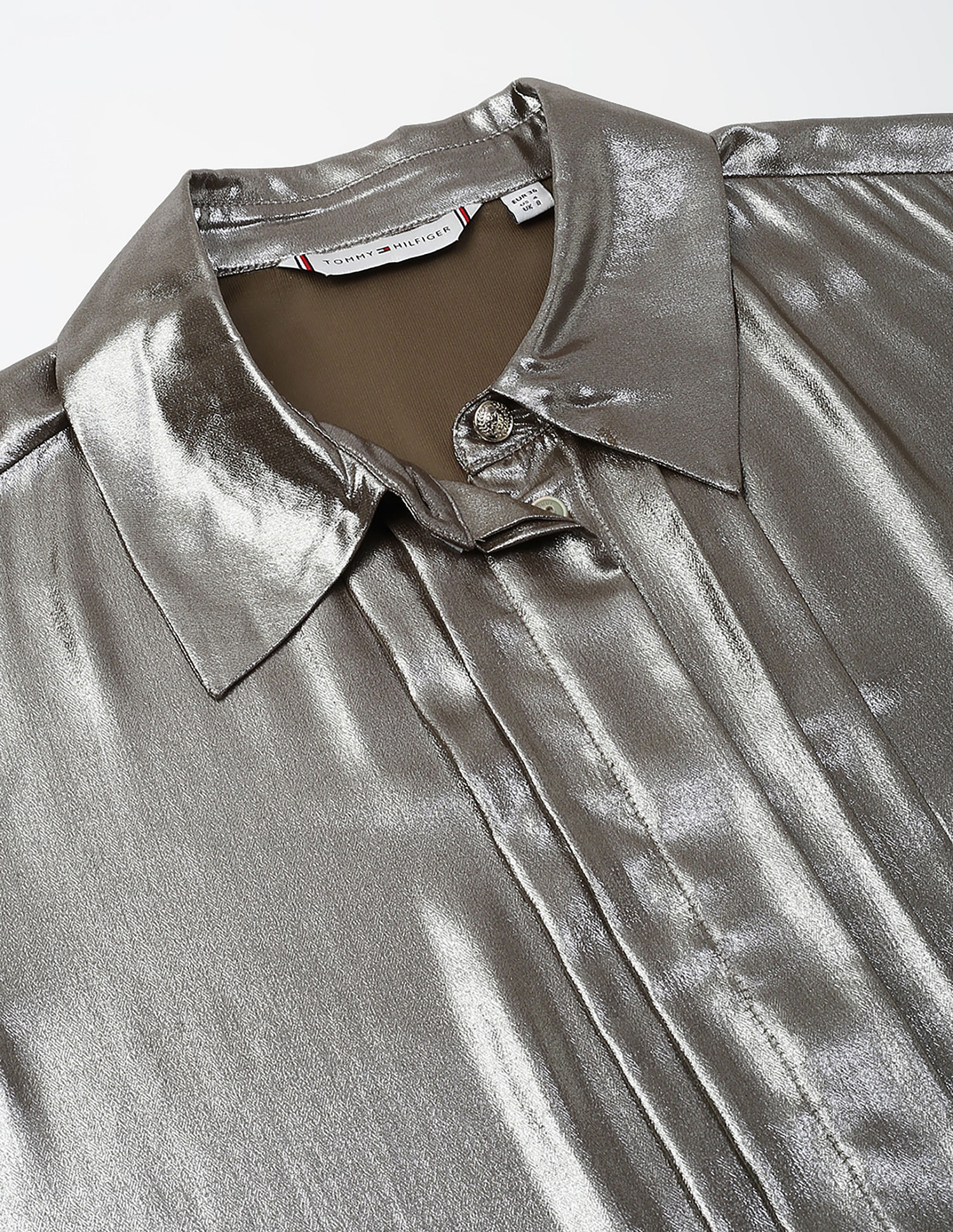 Tommy Hilfiger Gold Lame Pleated Front Shirt