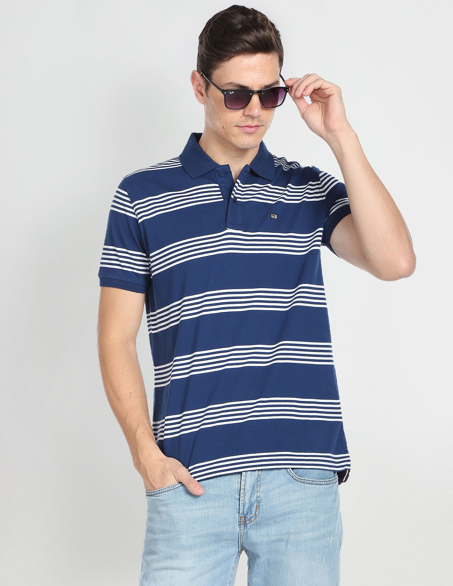 Arrow Sports Horizontal Stripe Cotton Polo Shirt