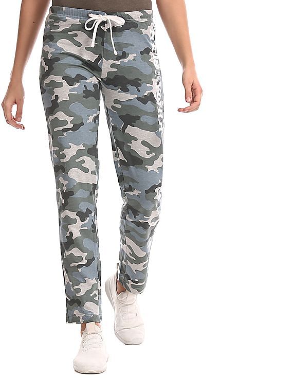 Aeropostale Green Camo Print Fleece Track Pants
