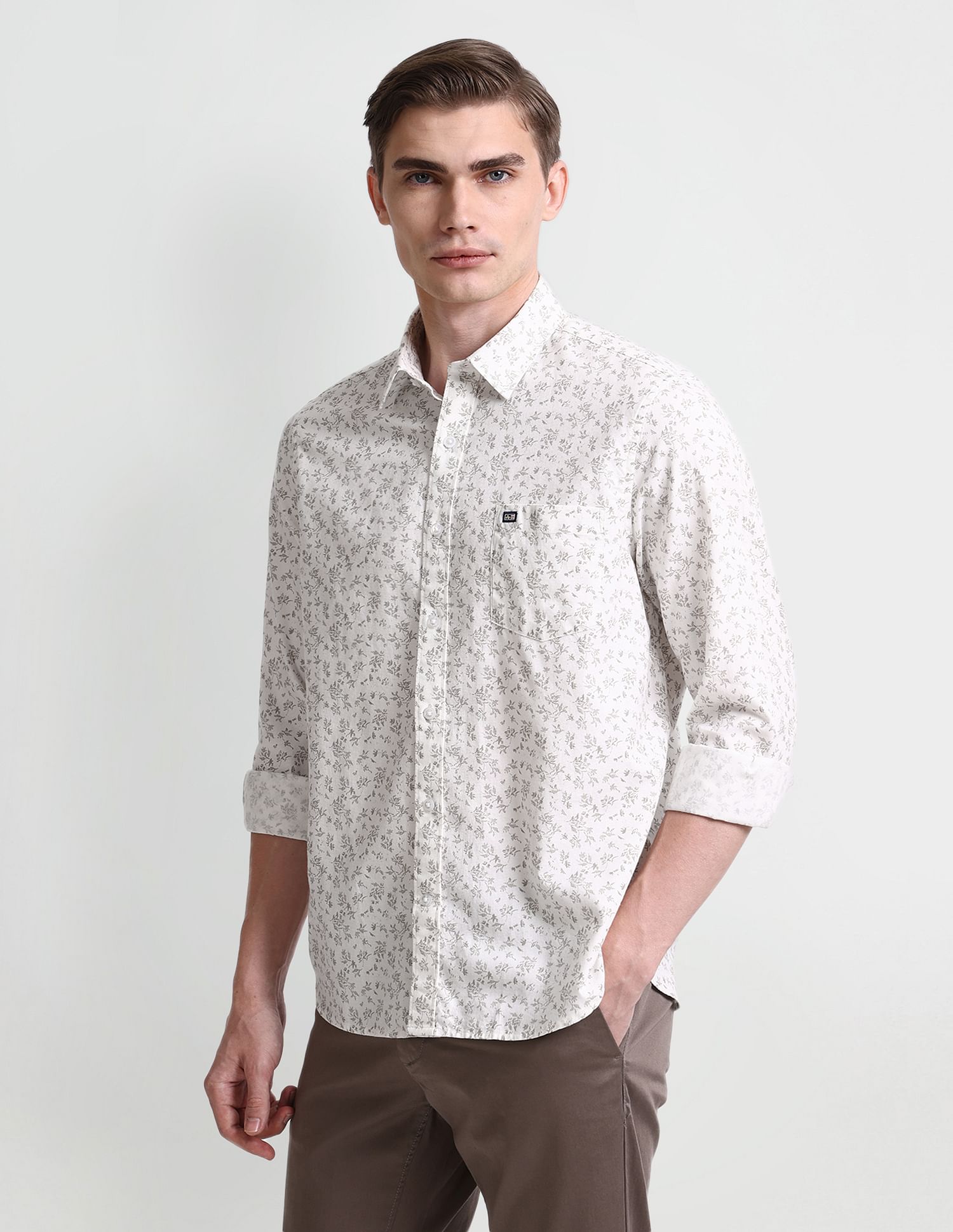 Arrow Sport Point Collar Floral Print Shirt