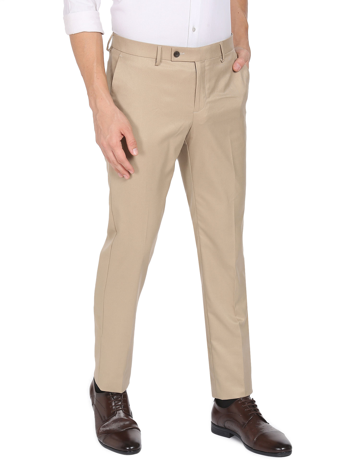 Textured Formal Trousers In Beige B95 Manson