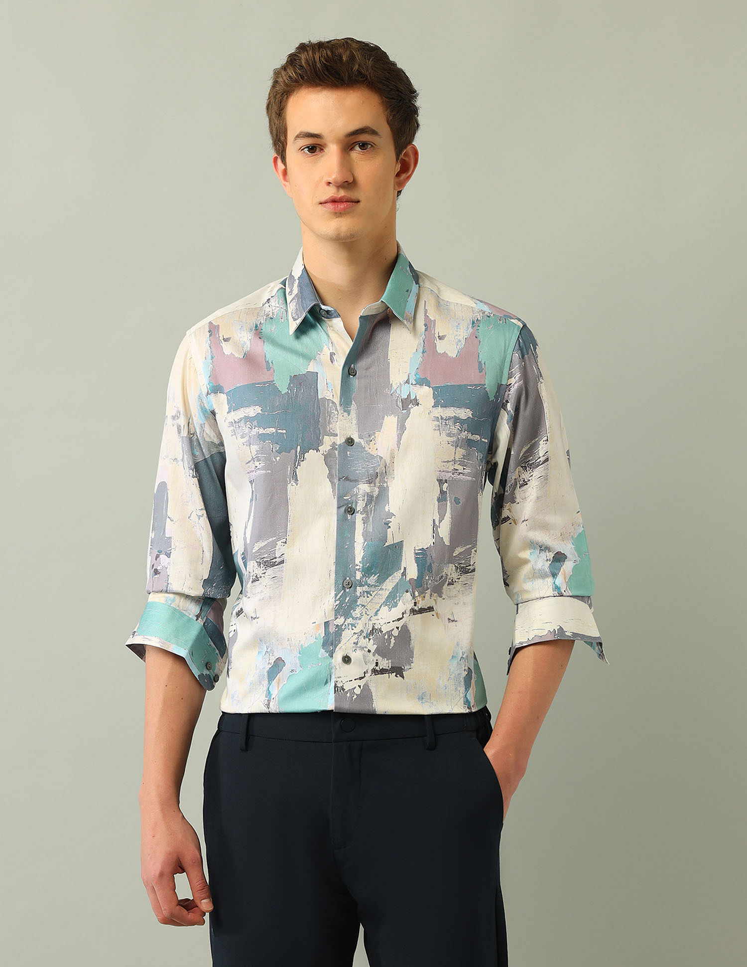Arrow Newyork Abstract Satin Shirt