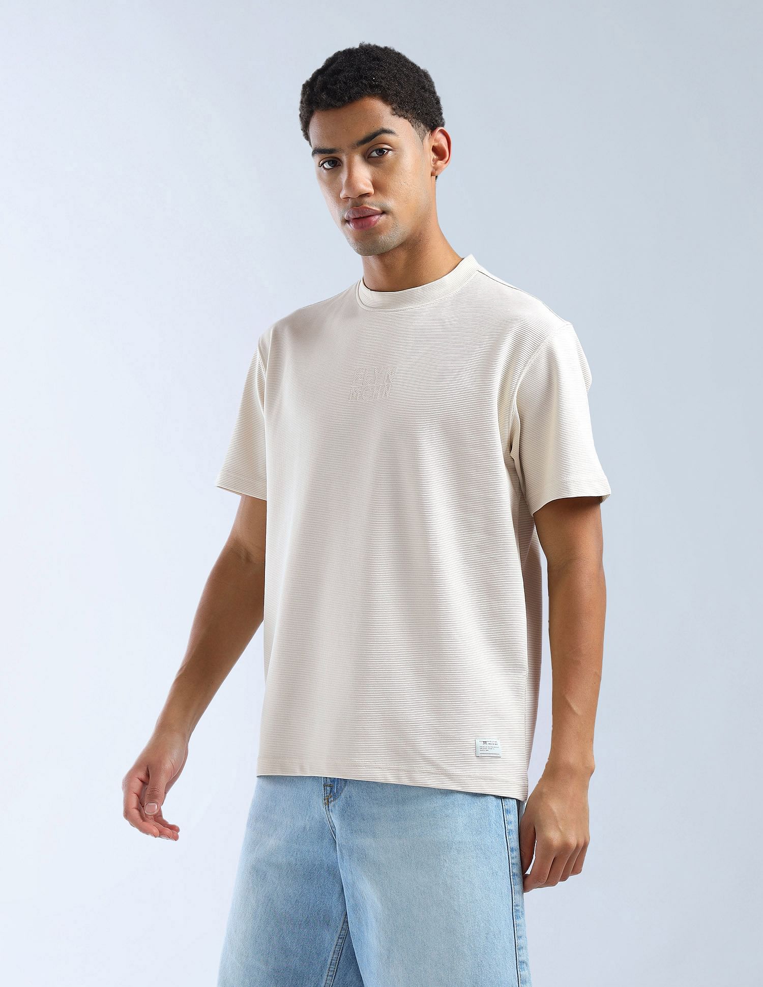 Flying Machine Textured Relaxed Fit Essentials T-Shirt