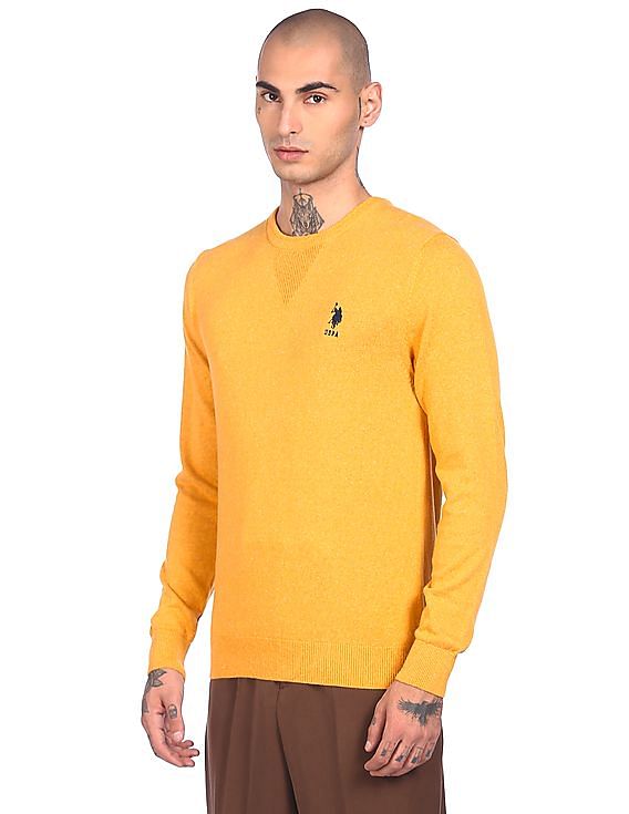 Mens yellow polo hot sale neck jumper