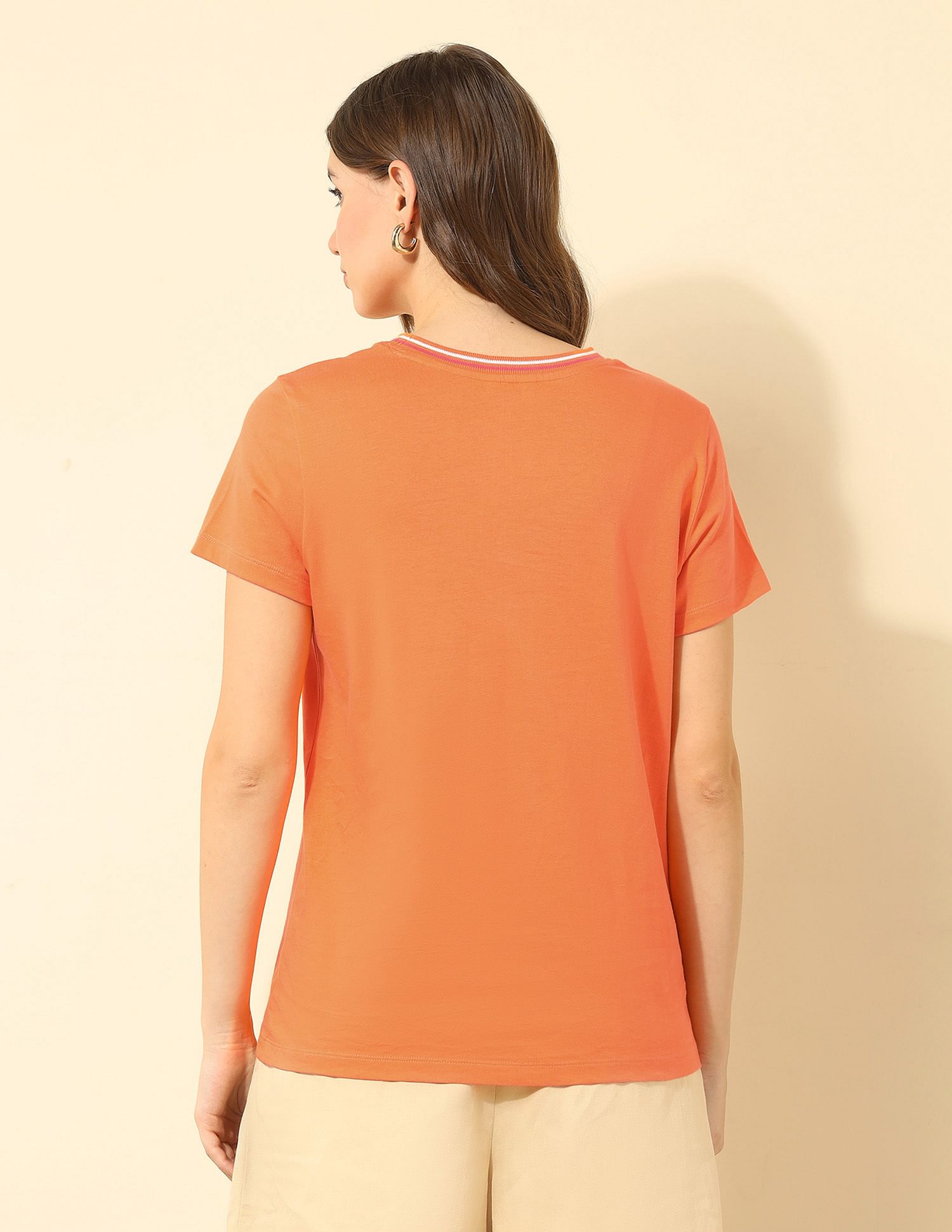 U.S. Polo Assn. Women Regular Fit Brand Printed T-Shirt
