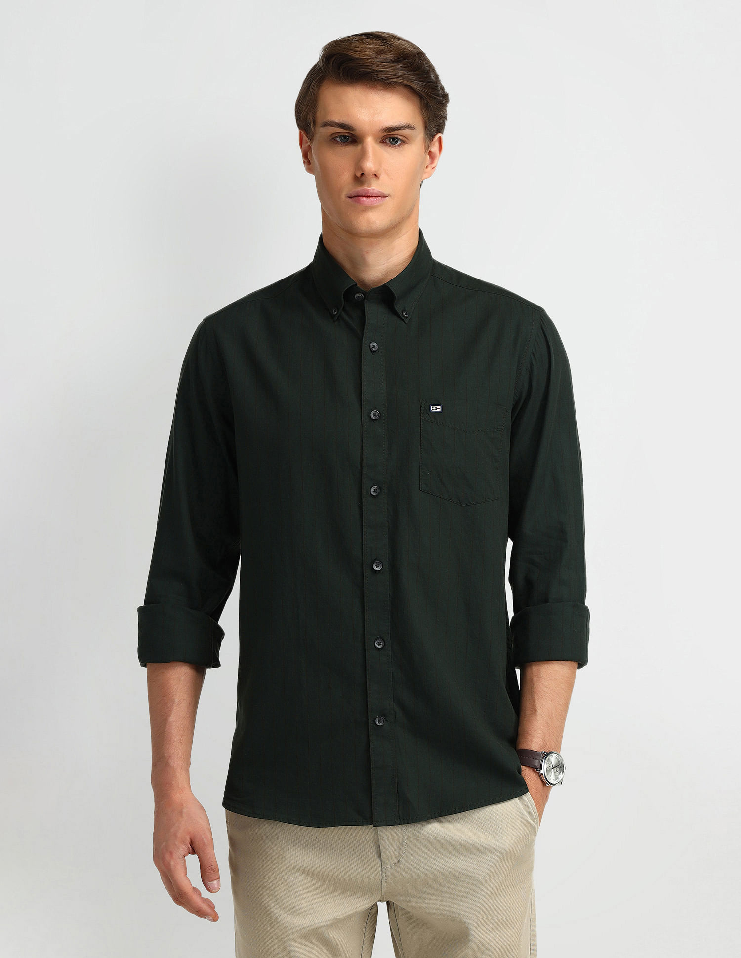 Arrow Sport Vertical Striped Cotton Shirt