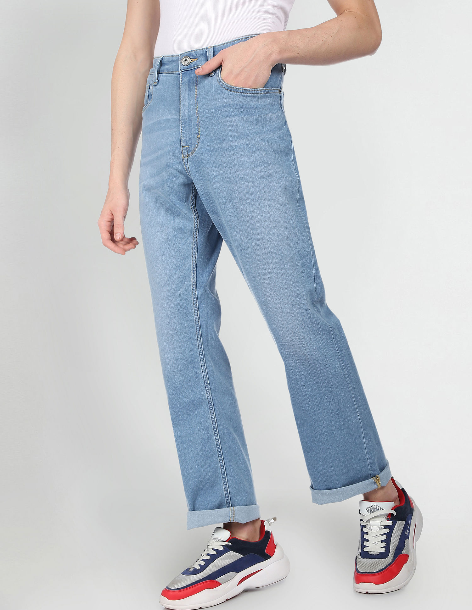 Flying Machine Stone Wash Bruce Bootcut Fit Authentic Signature Jeans