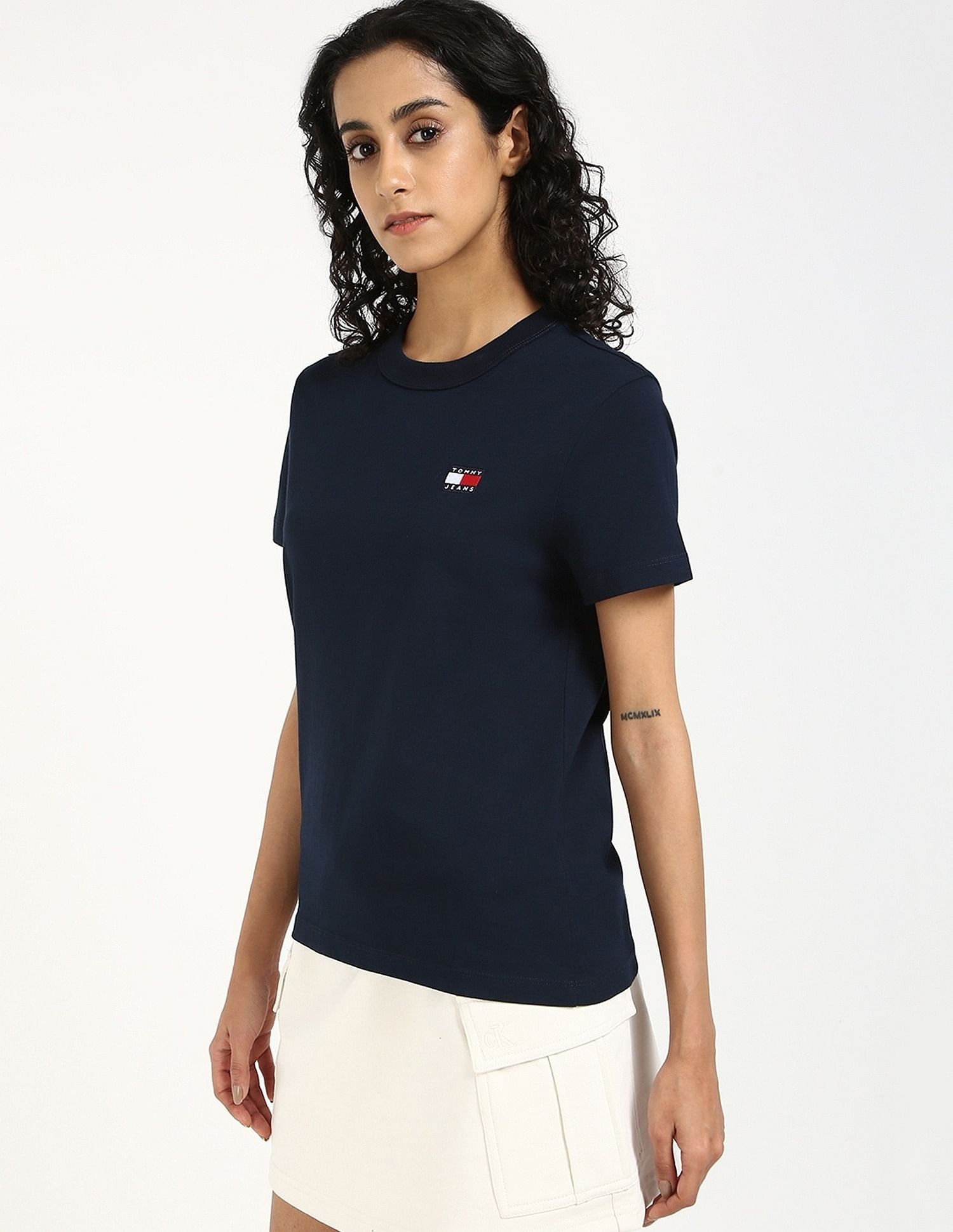 Tommy Hilfiger Womens Blue Solid T-Shirt